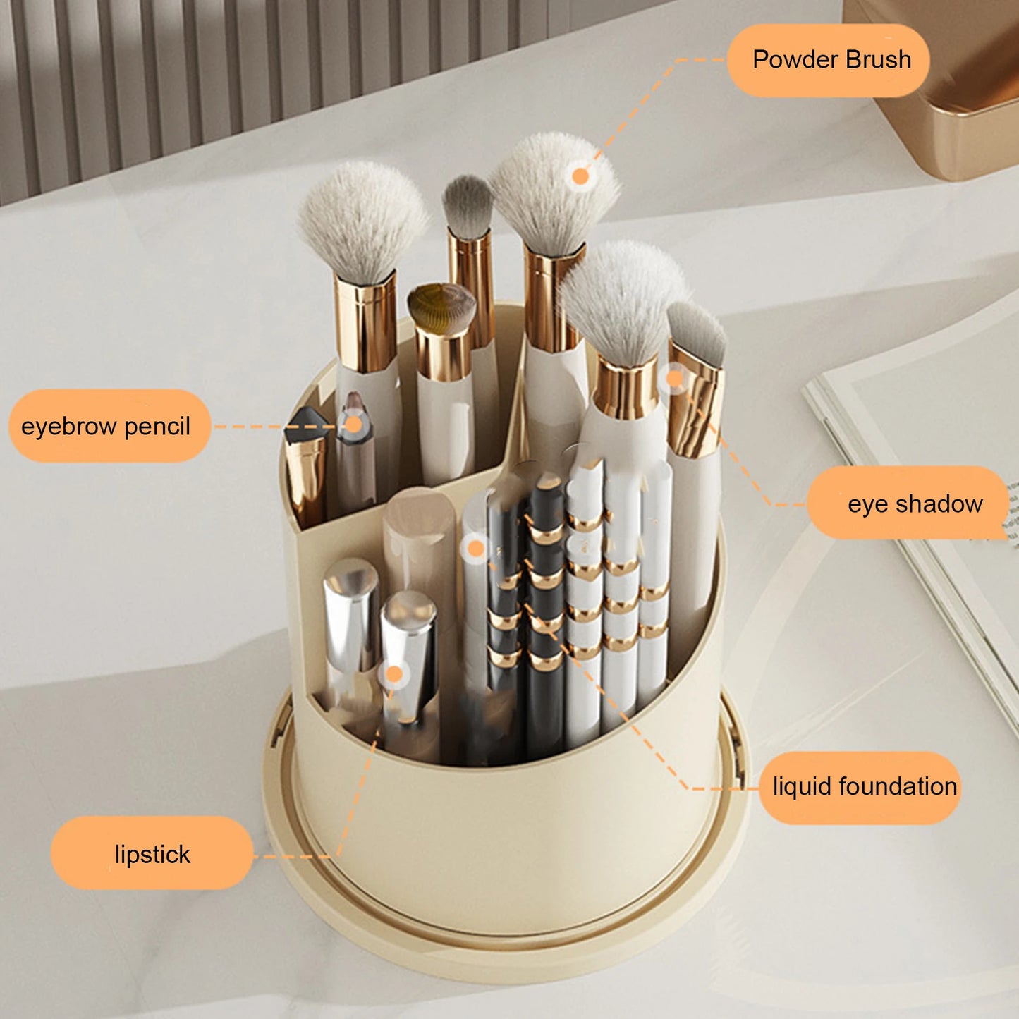 360 Degree Rotating Makeup Brush Holder | Yazijico™