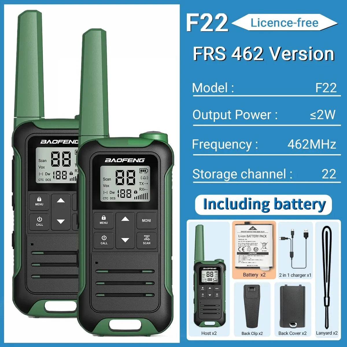 Baofeng F22 Mini Walkie Talkie PMR FRS | Yazijico™ 