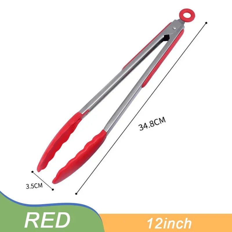 Silicone BBQ Grilling Tongs Kitchen Cooking