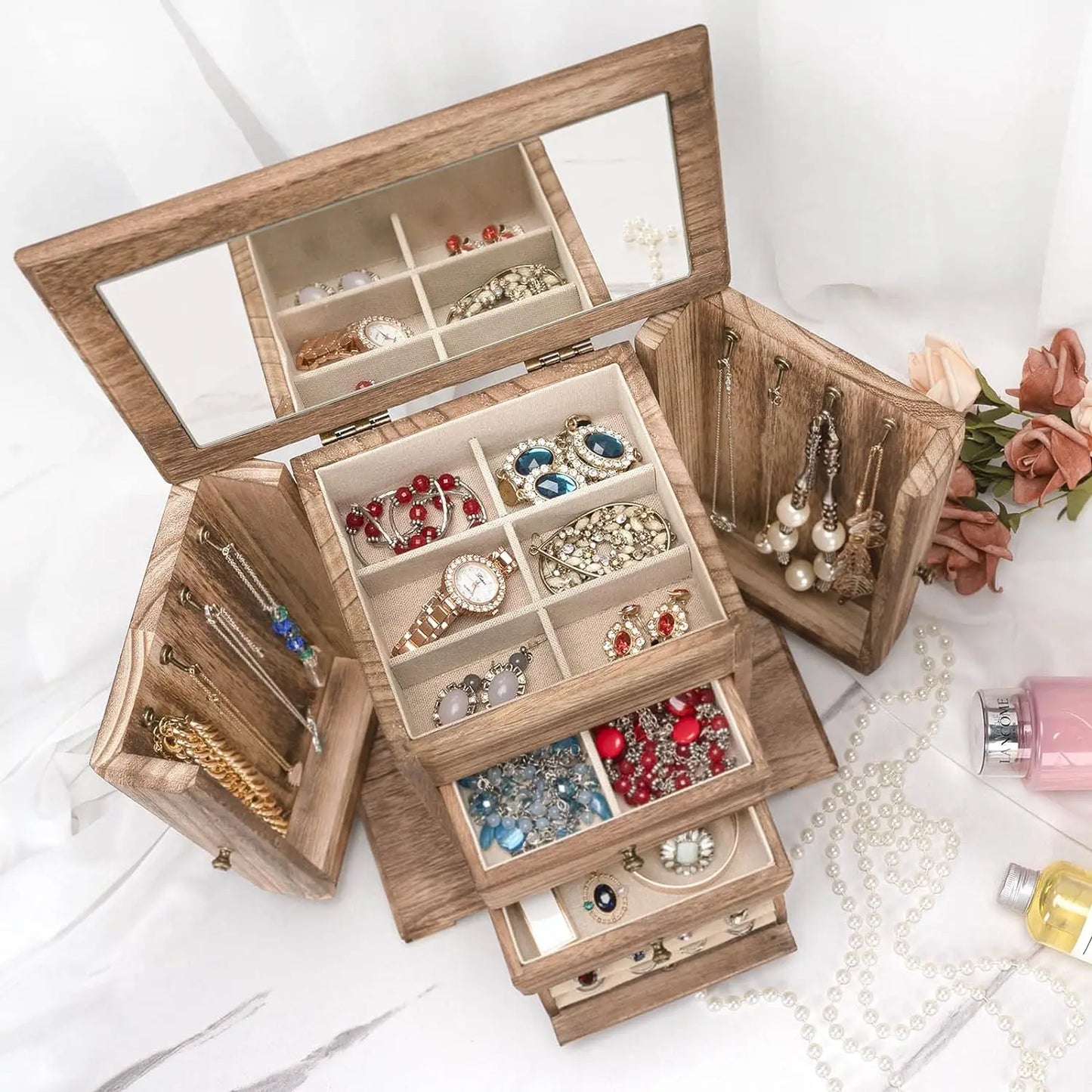 Yazijico™ Rustic Wooden Jewelry Boxes & Organizers - Yazijico™ 