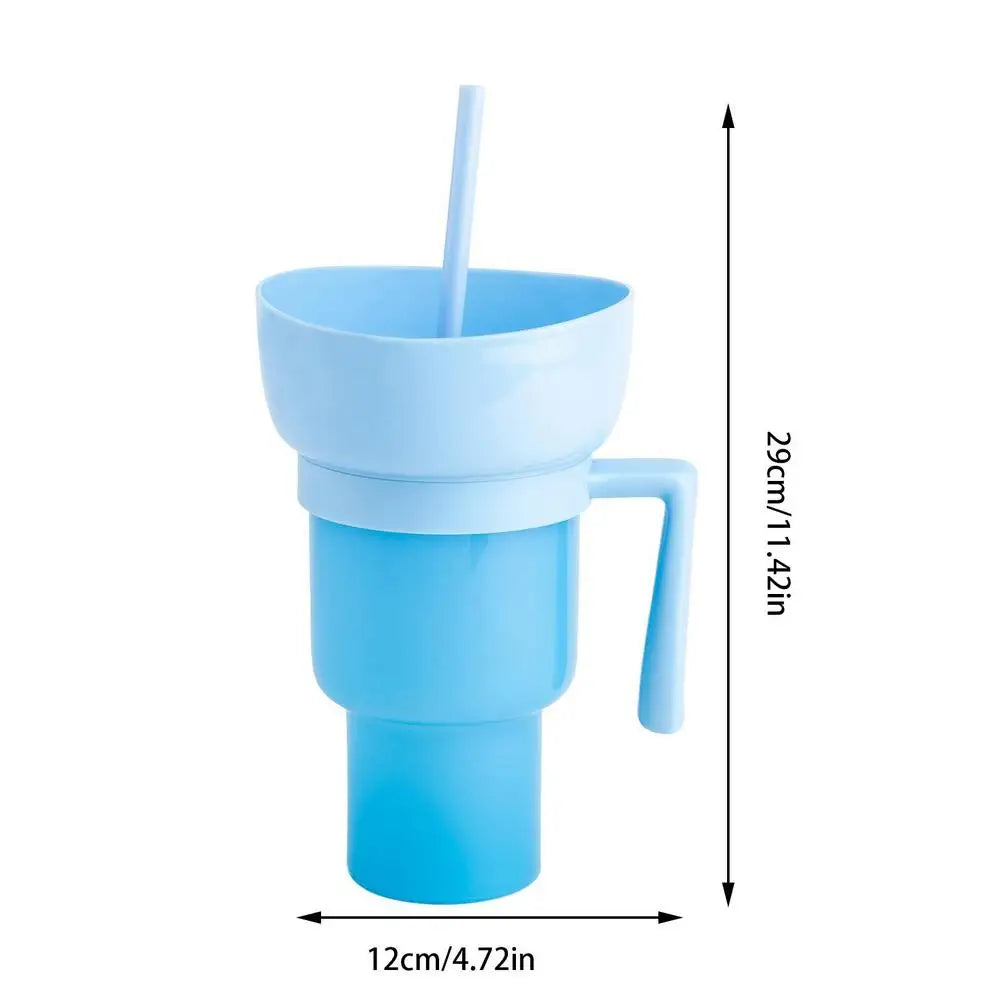Snack Bowl Drink Cup Splash Proof Leakproof Portable 