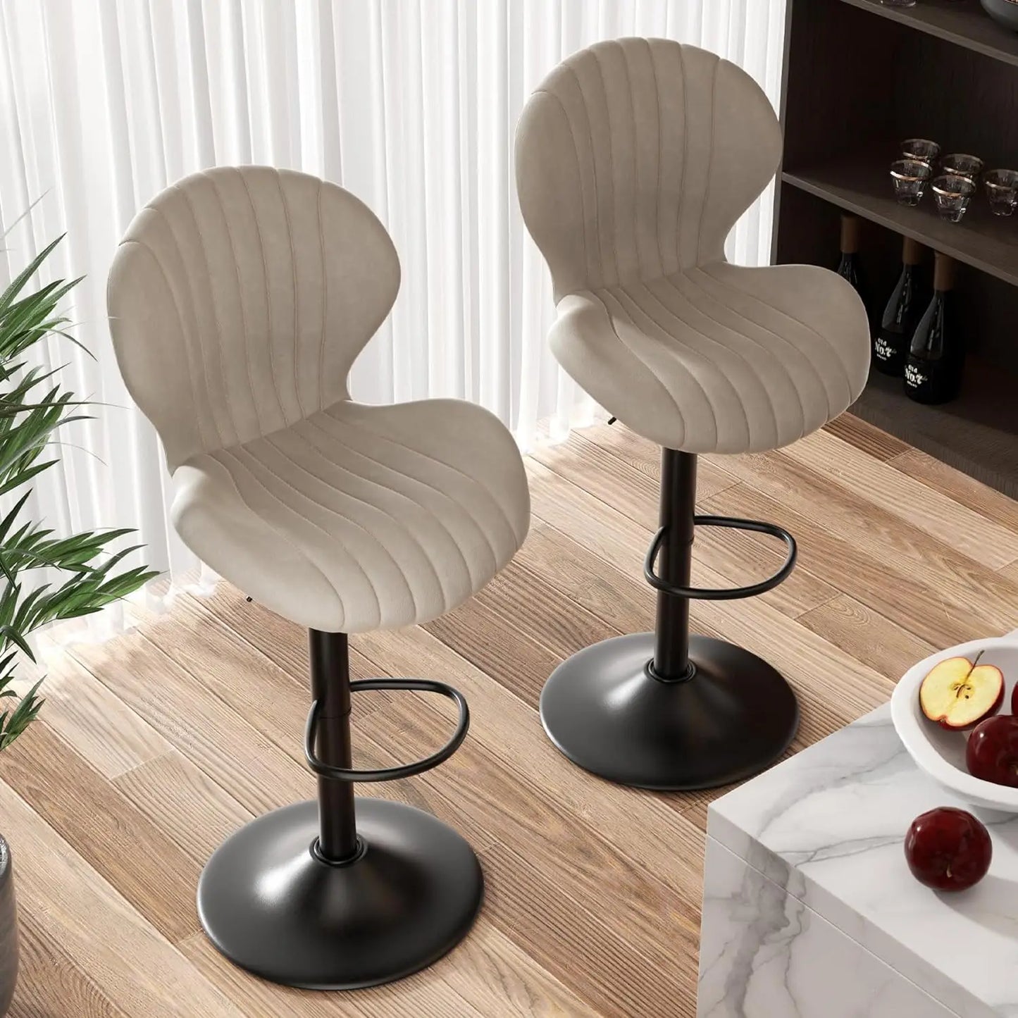 Yazijico™ Nalupatio Bar Stools Set of 2 Modern Swivel - Yazijico™ 