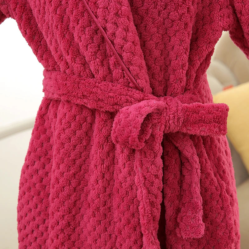 Bathrobe Long Thermal Jacquard Flannel Bathrobe | Yazijico™