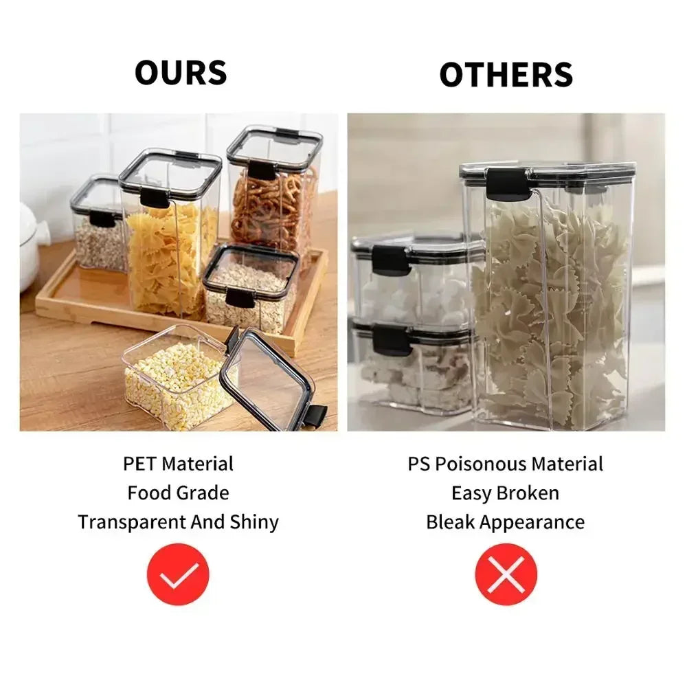 Food Storage Containers Set White Lid Kitchen | Yazijico™