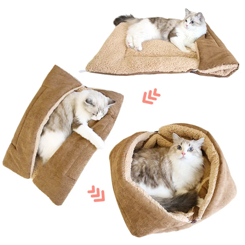 Warm Thickened Cat Bed Multifunctional Foldable  | Yazijico™