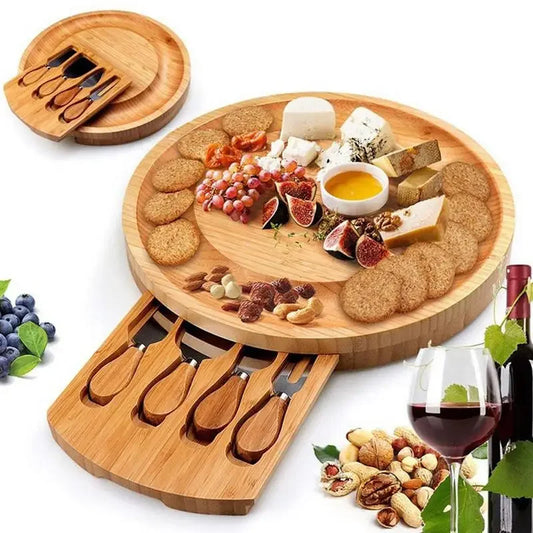 Bamboo Cheese Board Cheese Knife Cheese Slicer Fork Scoop Cut Kitchen Cooking Tools Bamboo Cutting Board Wood Cheeses Boards