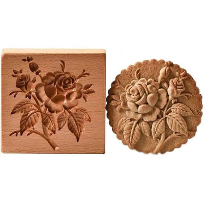 Wooden Shortbread Mold Raspberry Heart Carved | Yazijico™