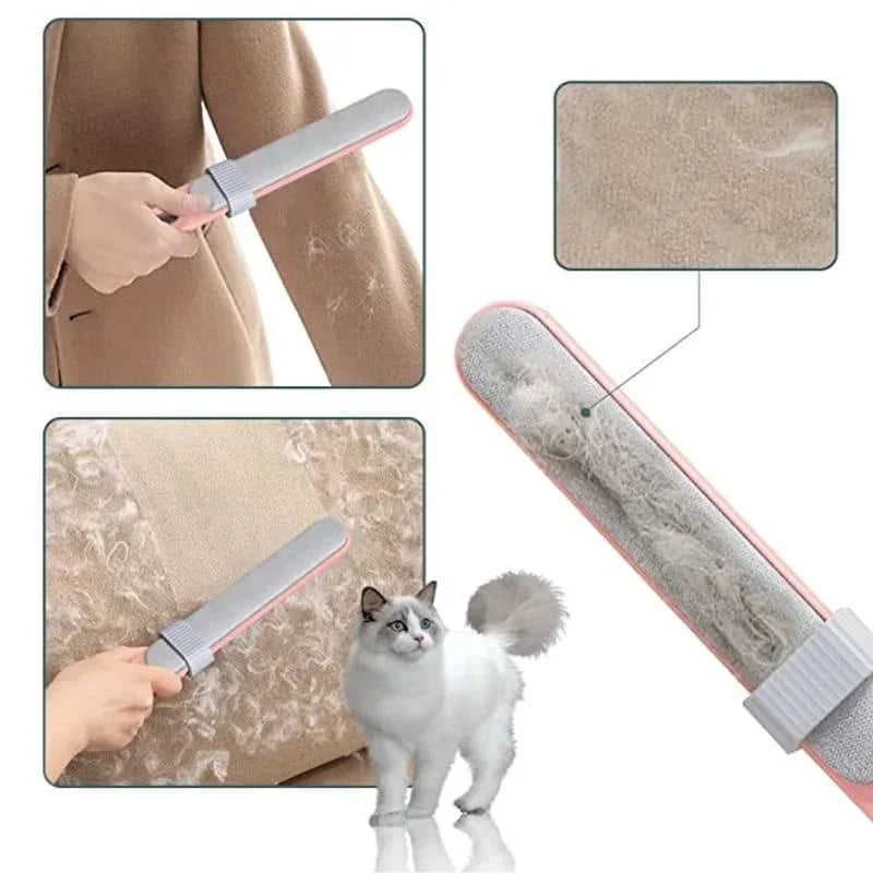 Pet Hair Removal Brush Double-Sided Couch Clothes Cleaning For Furniture Laundry with Self-Clean Loop