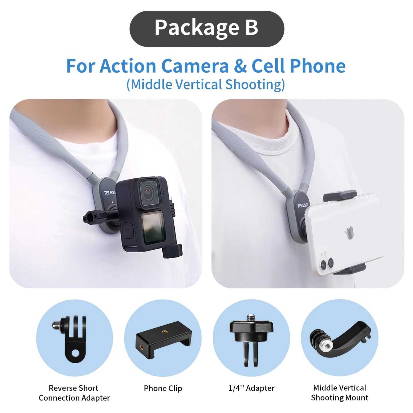 Silicone Neck Hold Mount for GoPro Hero Insta360 DJI | Yazijico™ 