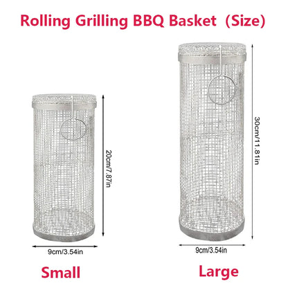 Yazijico™ Rolling Grilling BBQ Basket Stainless Steel Leakproof - Yazijico™ 