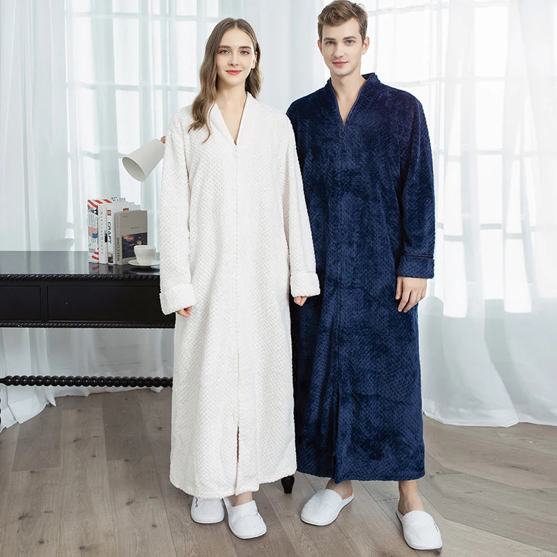 Peignoir Long Peignoir Thermique En Flanelle Jacquard | Yazijico™
