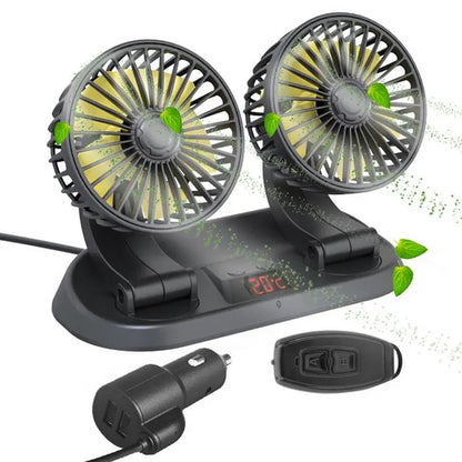 Car Cooling Fan 360 Degree Adjustable Dual Head | Yazijico™