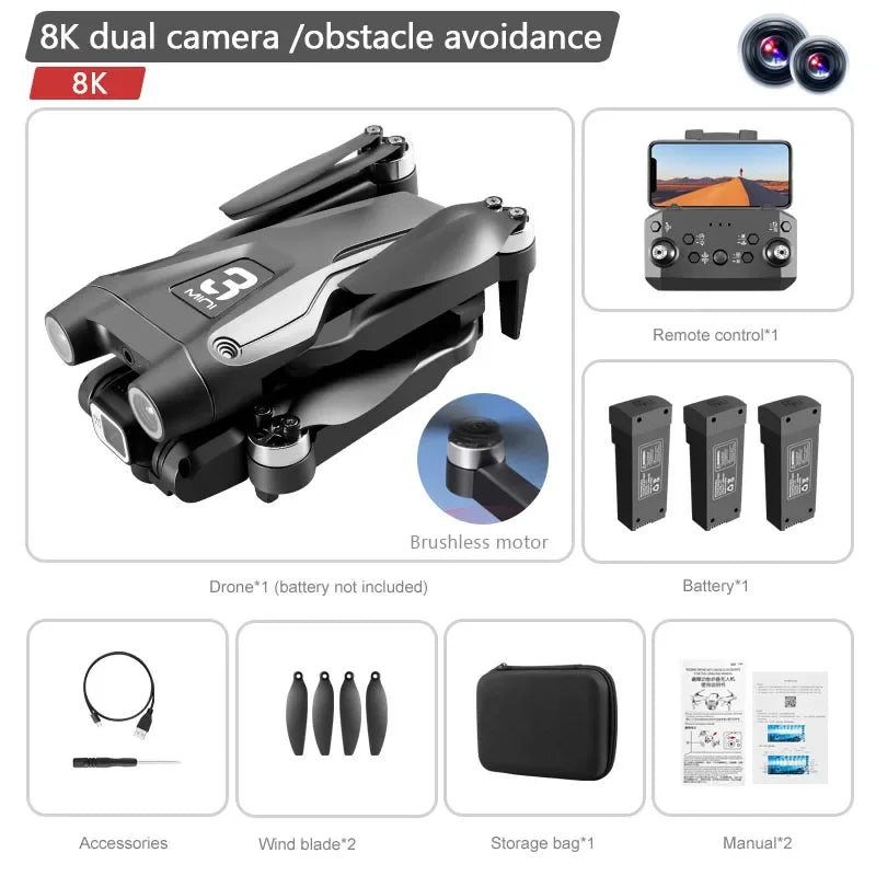 Drone Dual Camera 8K Professional Brushless Motor