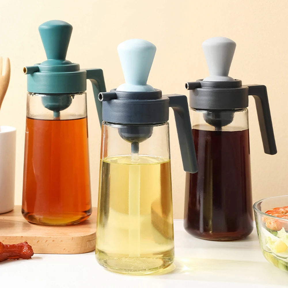 Glass Oil Bottle With Silicone Brush Kitchen Utensil | Yazijico™ 