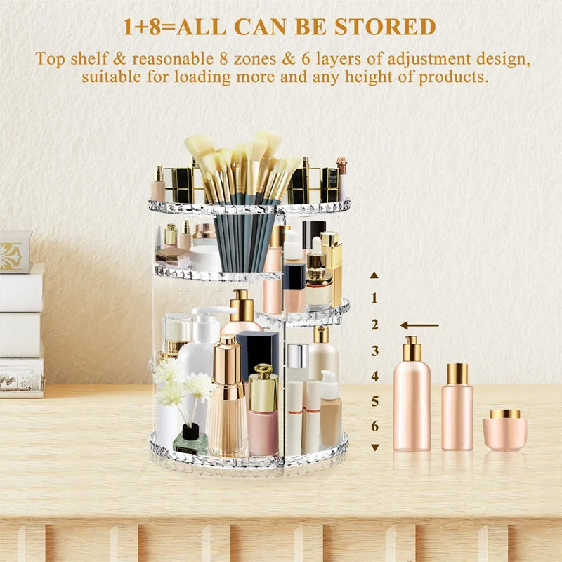 360 Large Rotating Makeup Organizer Adjustable | Yazijico™