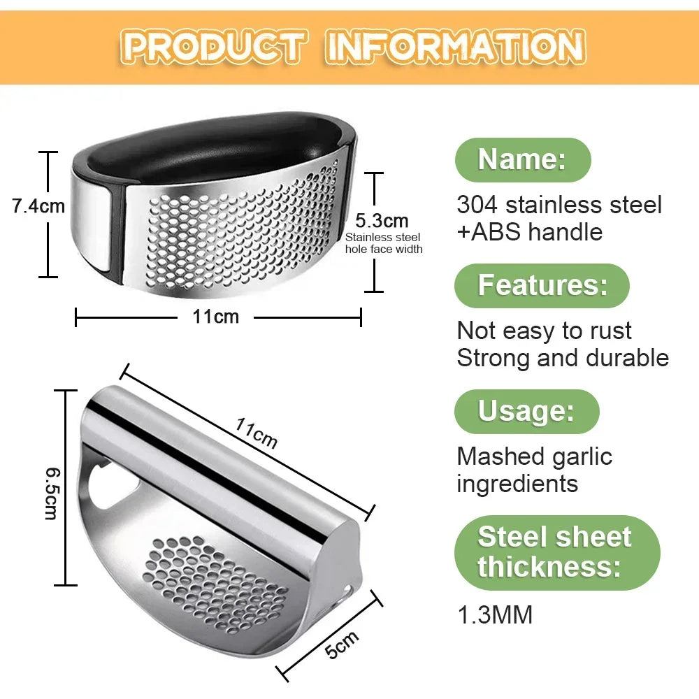 Stainless Steel Garlic Press Crusher 