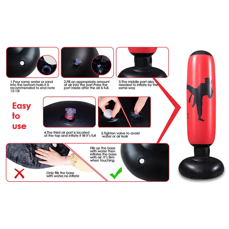 Yazijico™ 160cm Inflatable Boxing Bag Adult Children Boxing - Yazijico™ 
