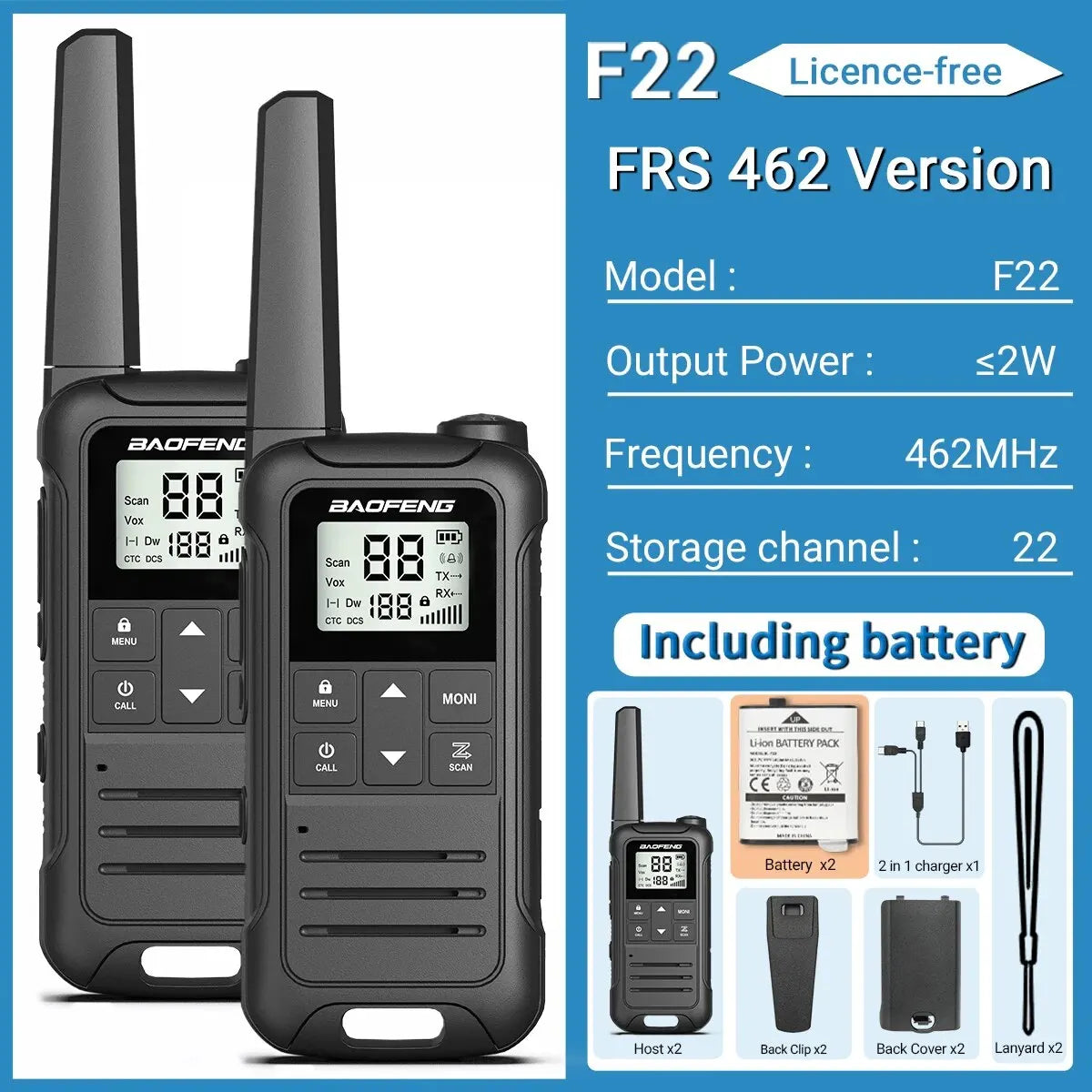 Baofeng F22 Mini Walkie Talkie PMR FRS | Yazijico™ 