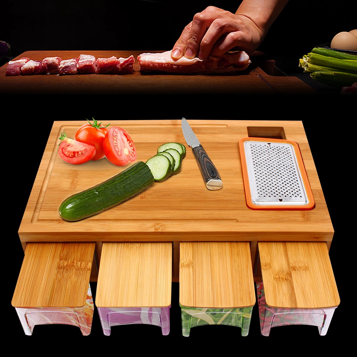 Yazijico™ Multi-functional Storage Drawer Cutting Board - Yazijico™ 