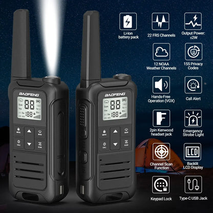 Yazijico™ 2pcs Baofeng F22 Mini Walkie Talkie PMR FRS - Yazijico™ 