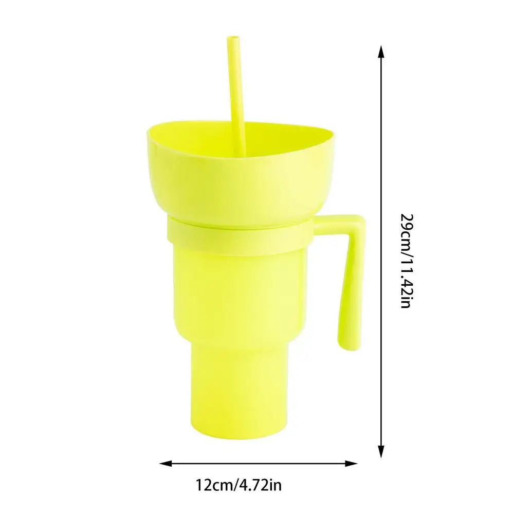 Snack Bowl Drink Cup Splash Proof Leakproof Portable 