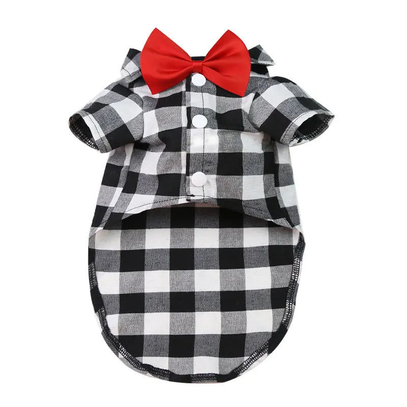 Pet Clothes Dogs Plaid Striped Shirt Suit Wedding Dress | Yazijico™ 