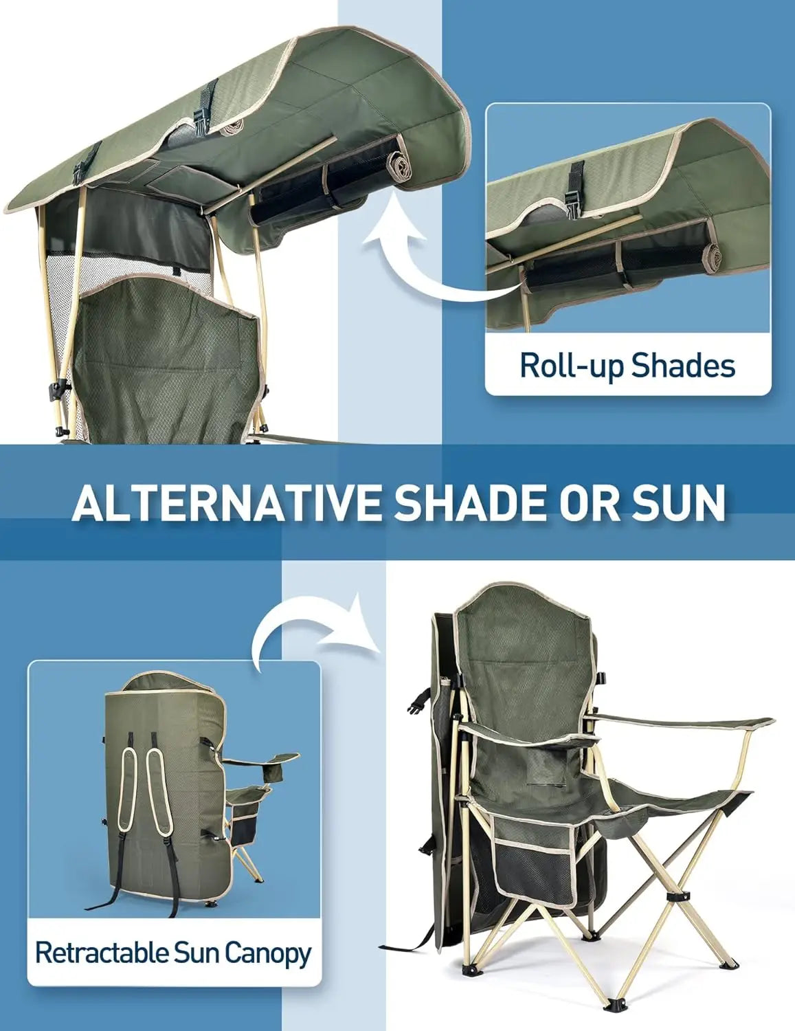 Camping Chair with Shade Canopy Outdoors | Yazijico™ 