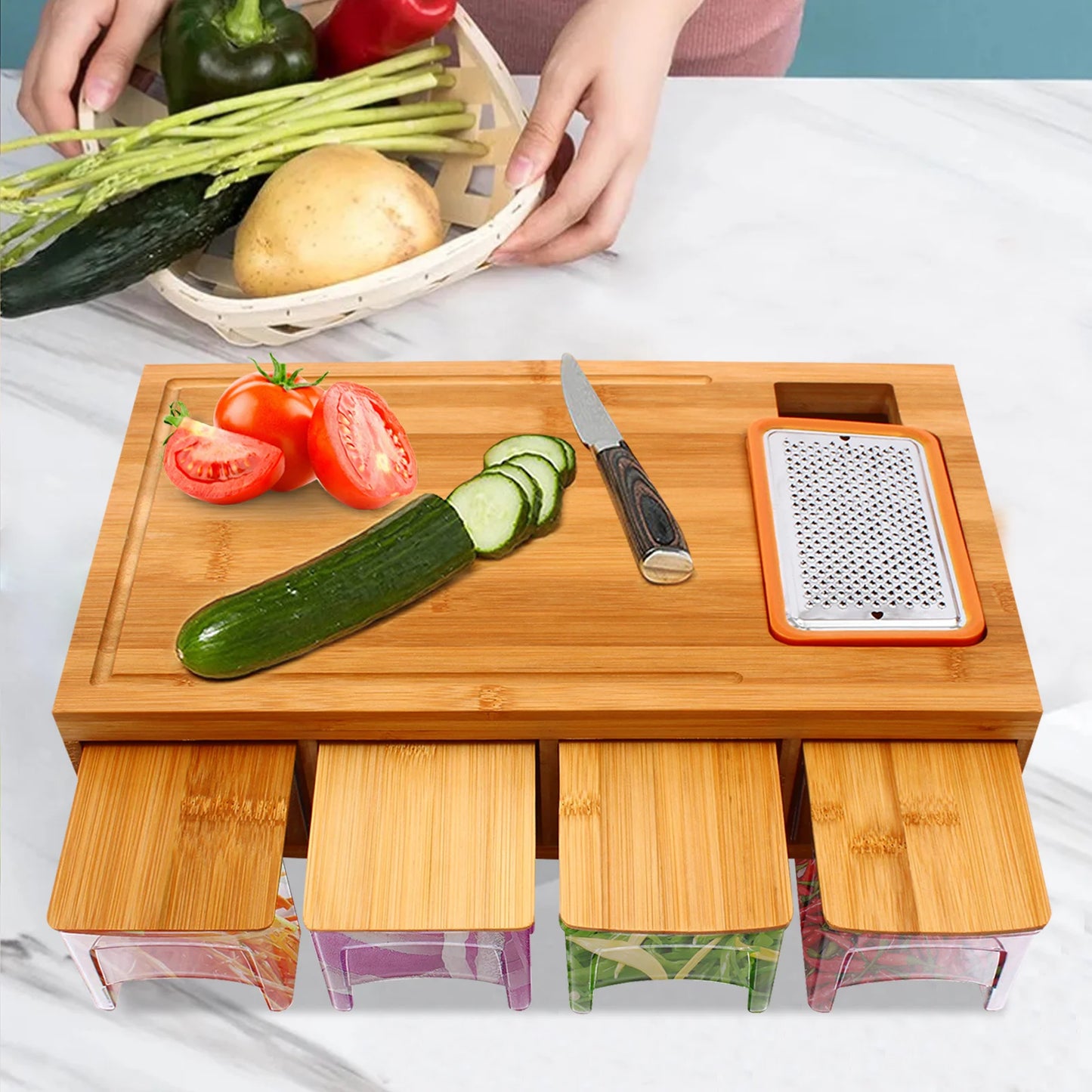 Yazijico™ Multi-functional Storage Drawer Cutting Board - Yazijico™ 