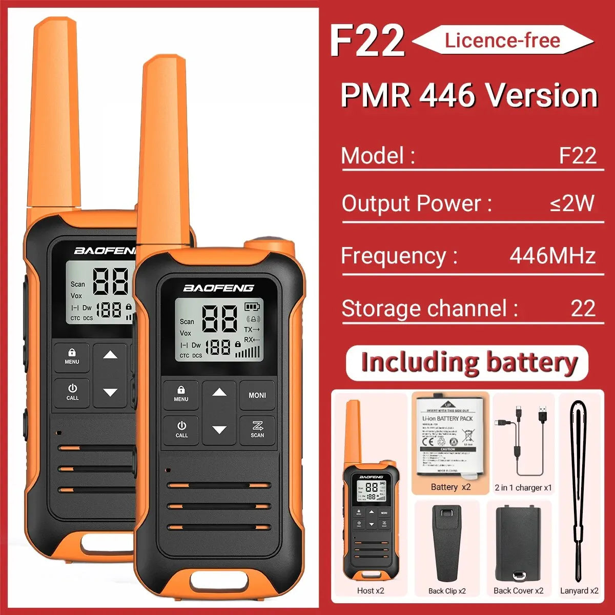 Baofeng F22 Mini Walkie Talkie PMR FRS | Yazijico™ 