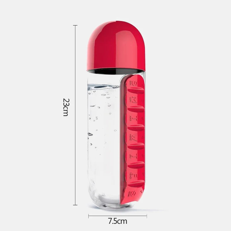 2 in 1 600ml 7 Grids Medicine Box Water Cup | Yazijico™
