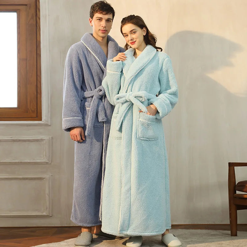 Peignoir à manches longues chaud col rabattu | Yazijico™