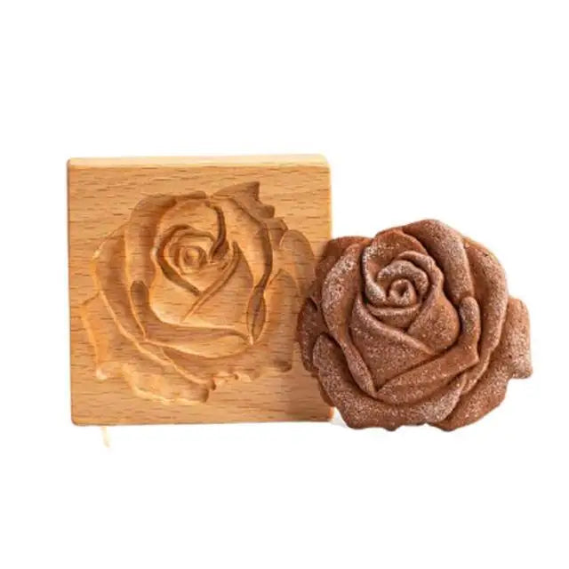 Wooden Shortbread Mold Raspberry Heart Carved | Yazijico™