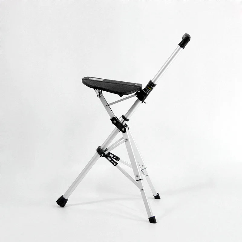 Elderly Crutch Stool with Seat Board Walking Stick