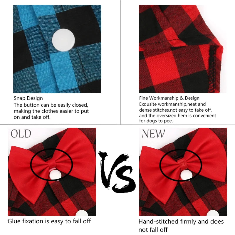 Pet Clothes Dogs Plaid Striped Shirt Suit Wedding Dress | Yazijico™ 