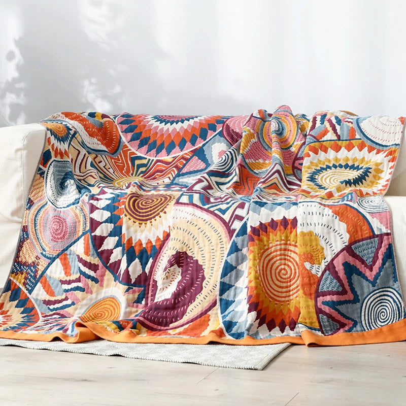 Cotton Blanket Spring Autumn Blankets Gauze Chic Bedspread  | Yazijico™