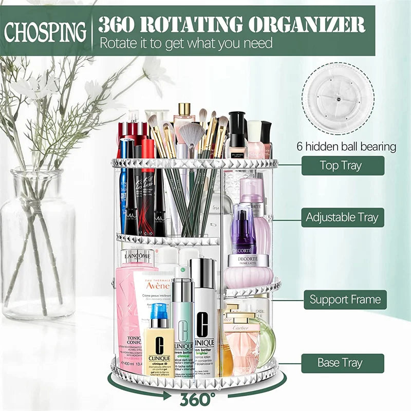 360 Large Rotating Makeup Organizer Adjustable | Yazijico™