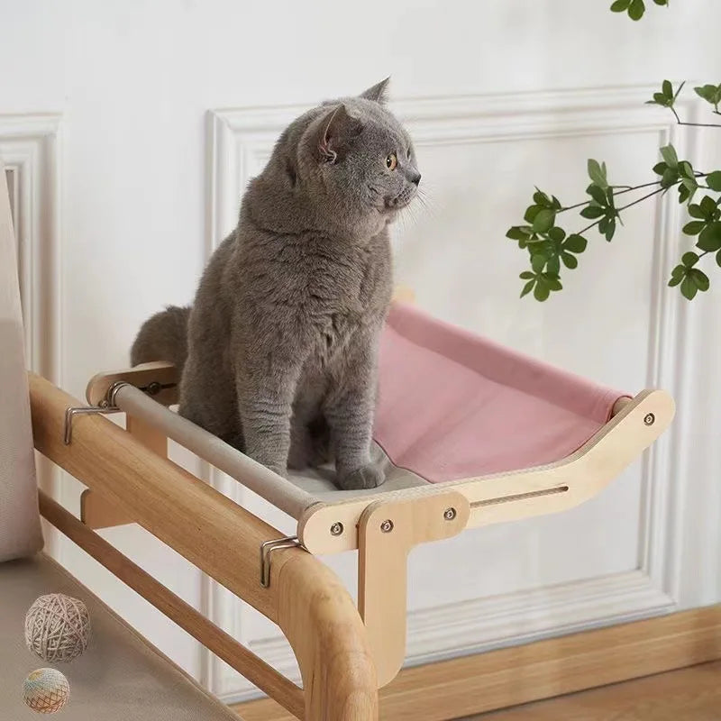 Sturdy Cat Window Wooden Assembly Hanging Bed | Yazijico™ 