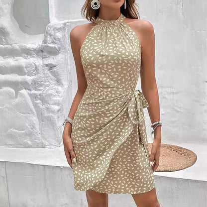 Summer Halterneck Dress With Tied-waist