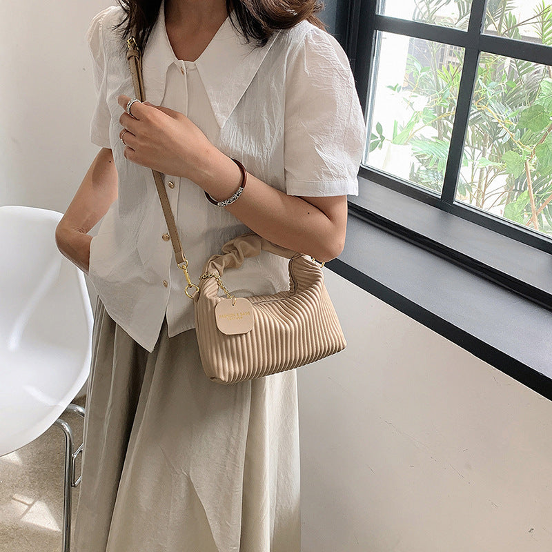 Women Fashion Crossbody Bag PU Leather Pleated 