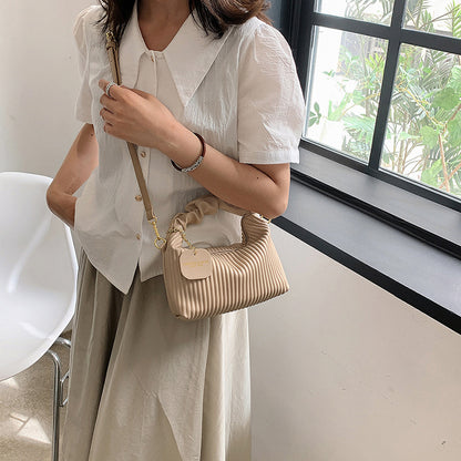 Women Fashion Crossbody Bag PU Leather Pleated 