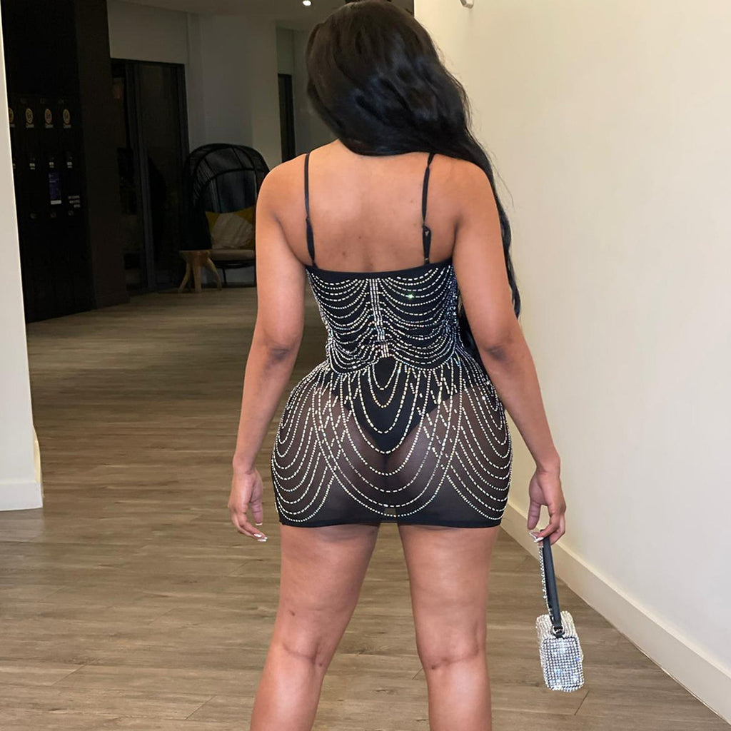 Women's Fashion Personality Tassel Suspender Dress_