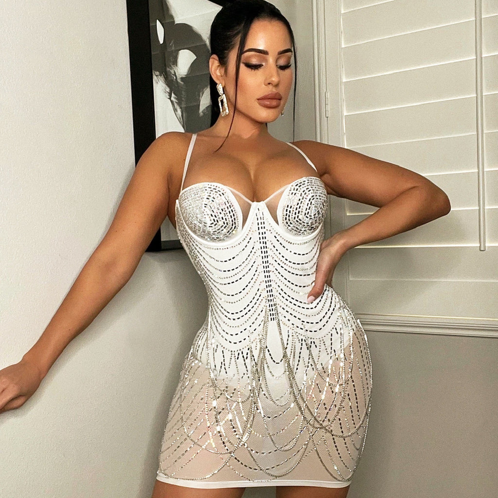 Women's Fashion Personality Tassel Suspender Dress_