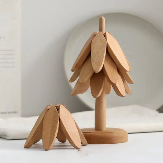 Wooden Tree Folding Coaster Black Walnut 