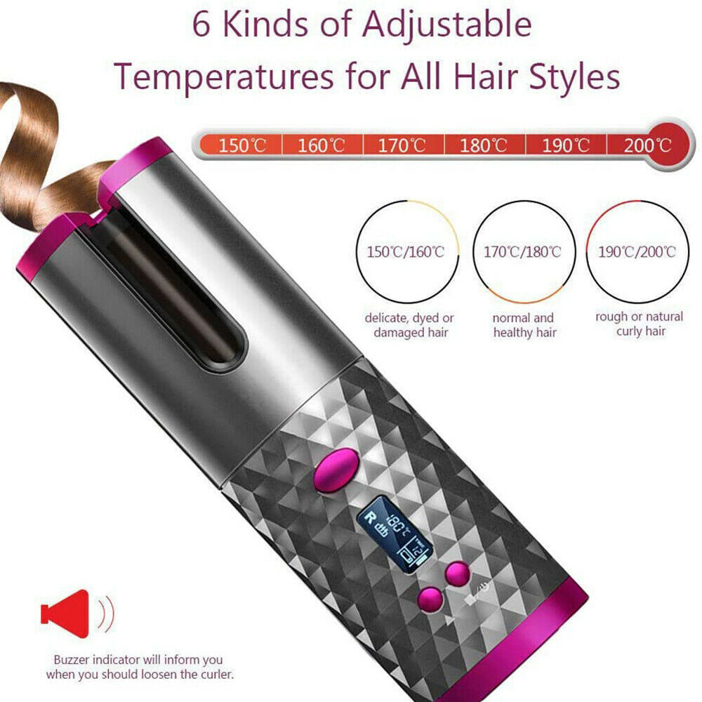 Electric Display Rotating Cordless Hair Curler | Yazijico™ 