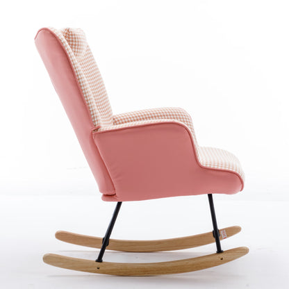 Rocking Chair, Soft Houndstooth Fabric Leather  | Yazijico™ 