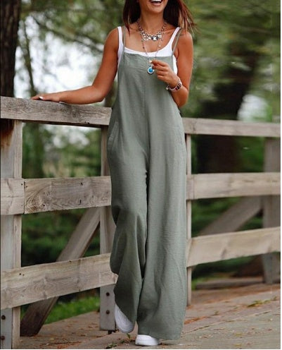 Women's Sleeveless Jumpsuit Overalls Summer Beach Trousers| Yazijico™ 