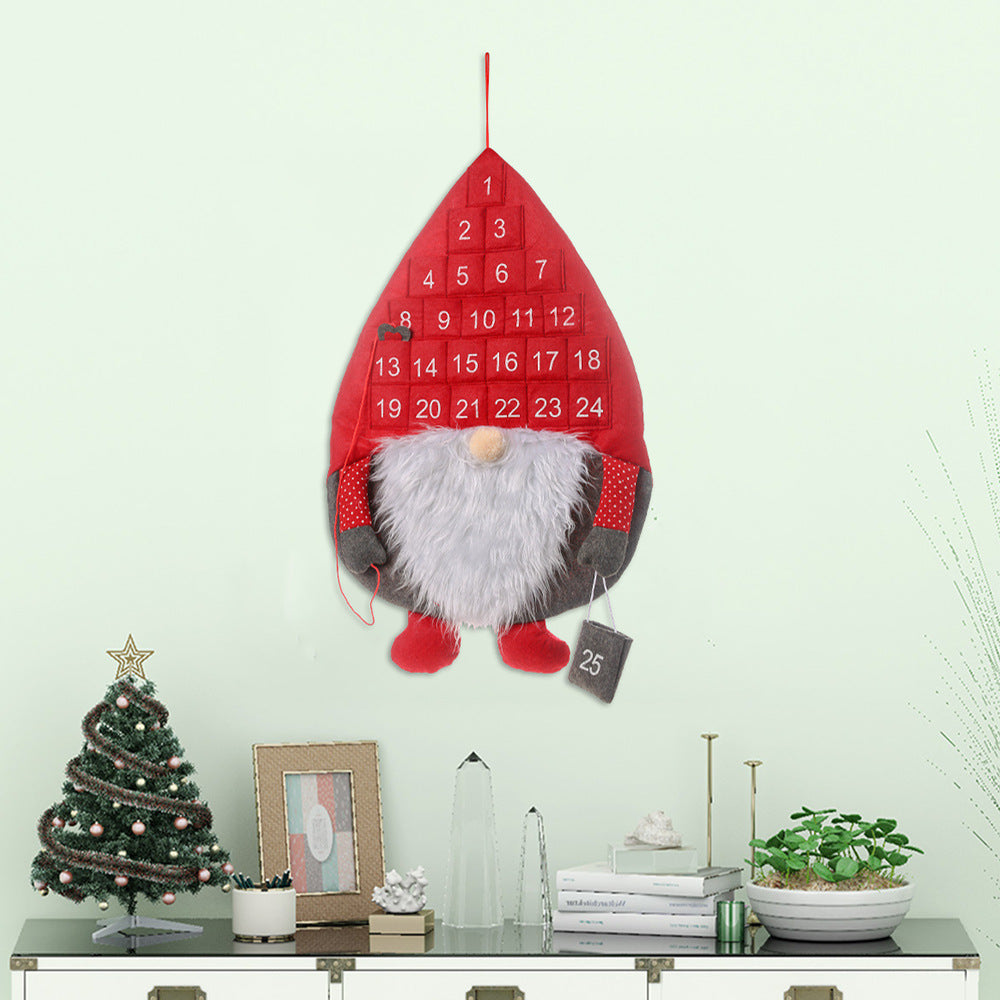 Christmas Advent Calendar Santa Claus Faceless Doll Hanging Christmas 