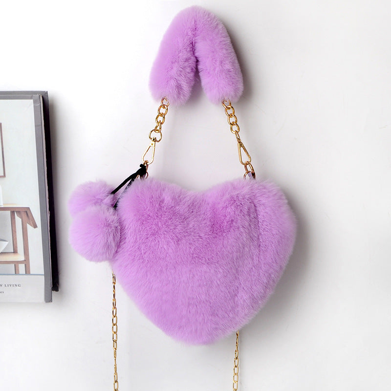Love Bags Soft Plush Handbags Women Party Bag  Yazijico™ 