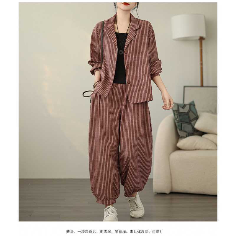 New Retro Cardigan Coat Trousers Suit For Women
