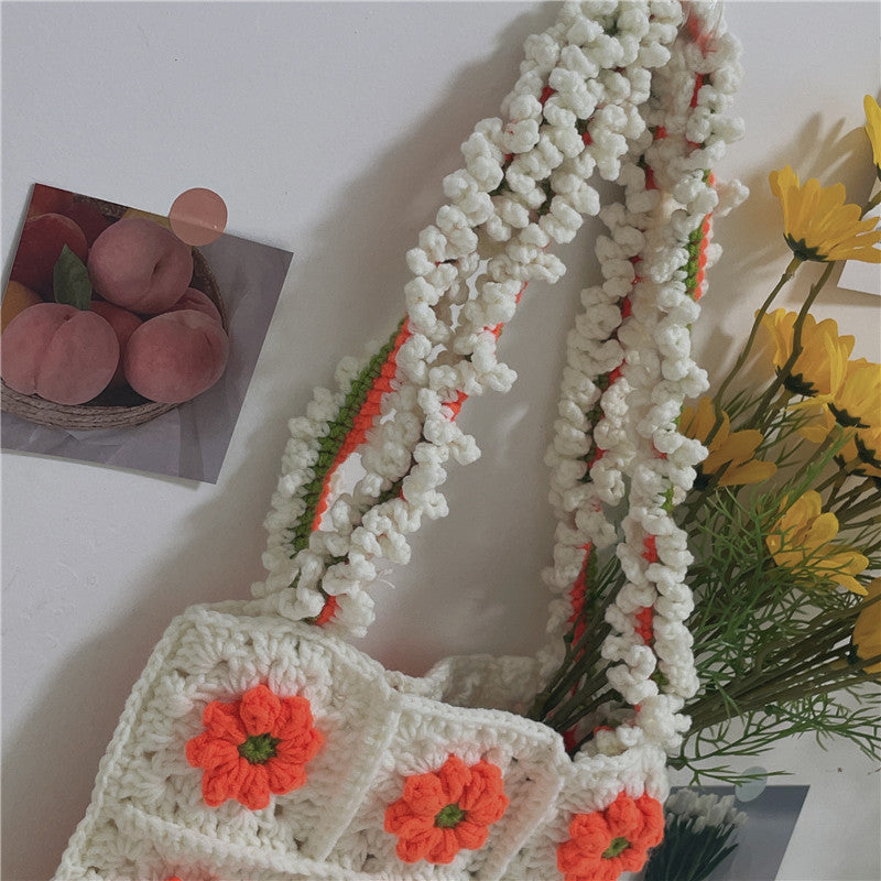 Hand Made Women's Bag Chrysanthemum Yarn Crochet | Yazijico™ 